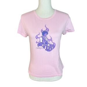 Vintage Y2K pink Jimi Hendrix crew neck shirt purple 2000s retro casual cotton